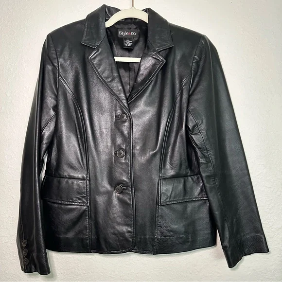 Vintage Black Genuine Leather Jacket - Picture 2 of 10